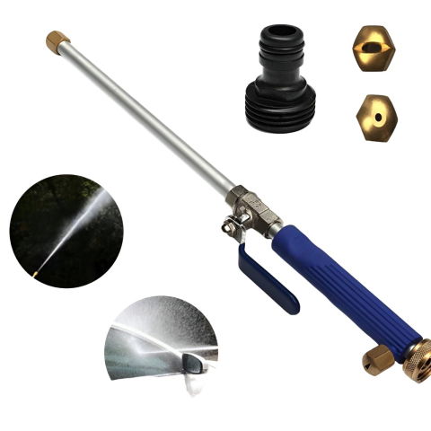 Pistoale de Stropit - Set Accesoriu cu Presiune Reglabila, Flippy, pentru Furtun, cu Duze si Conector, Pulverizator de Apa, Tija de Stropit, 46.5 cm Lungime, Albastru