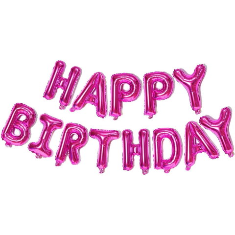 Import - Set Baloane din Folie Metalizata, Flippy, Model Happy Birthday, Litere de 40 cm, Baloane Party, Ambalaj Individual, Pai, Ata si Adeziv Incluse, Umflare cu Aer sau Heliu, Mov