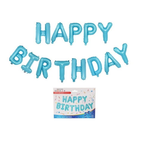 TeoMarket - Set baloane folie Flippy, Happy Birthday, 40 cm, baby blue