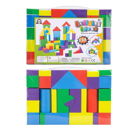 Jucarii interactive - Set Blocuri de Constructie din Spuma EVA, Flippy, 29 de Piese, Interactive, 24.5x16x3.7 cm, Multicolor