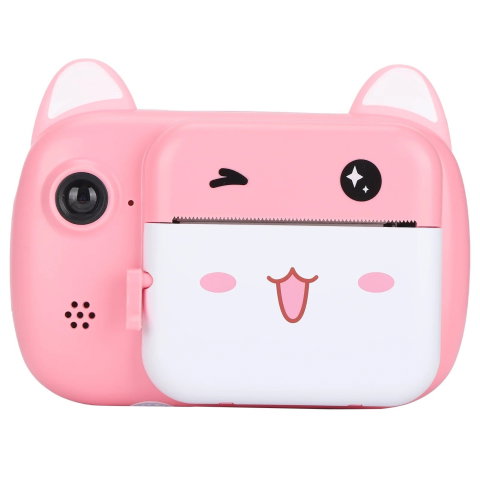 Import - Set Camera Instantanee pentru Copii, Flippy, Camera Selfie, Ecran HD 2.4'', 24MP, 1080P Video, 1200 mAh, cu Functie de Printare Alb-Negru, cablu USB-C, Bluetooth, Compatibil iOS/Android, Imp