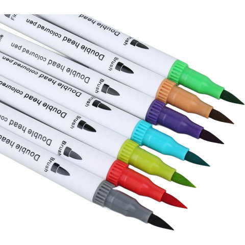Best deals - Set Carioci pe Baza de Apa, Flippy, 2 in 1, pentru Pictura, Caligrafie, 60 Culori, Penar Negru, Corp Carioca Alb, 26.5 x 17.5 x 4.5 cm, Multicolor