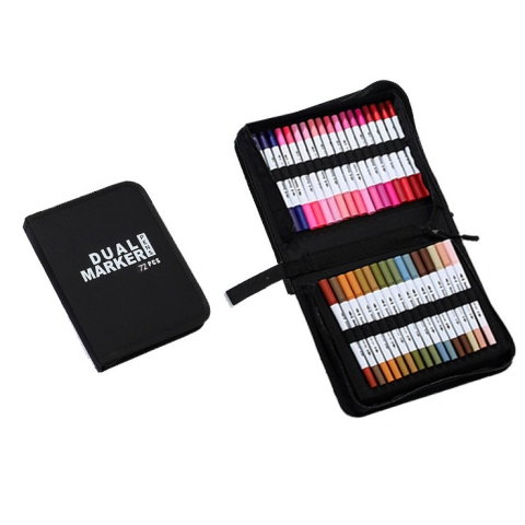 Best deals - Set Carioci pe Baza de Apa, Flippy, 2 in 1, pentru Pictura, Caligrafie, 72 Culori, Penar Negru, Corp Carioca Alb, 24.5 x 18.5 x 5 cm, Multicolor