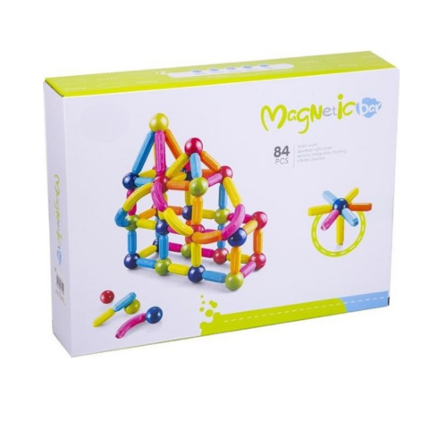 Jocuri magnetice - Set de constructie magnetic - Forme 3D (84 piese)