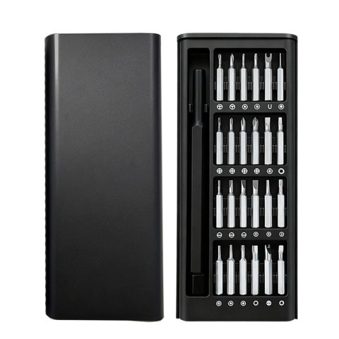 Import - Set de Surubelnite 24-in-1 cu Clichet, Flippy, Set de Uz Casnic pentru Repararea Electronicelor Mici, Maner durabil Negru, 26.5 x 15 x 1.5 cm, Negru