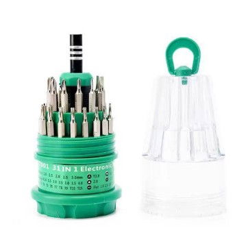 Casa si Bricolaj - Set de Surubelnite 31-in-1 cu Clichet, Flippy, Set de Uz Casnic pentru Repararea Electronicelor Mici, Maner durabil Izolat Magnetic, 10 x 5 x 5 cm, Verde