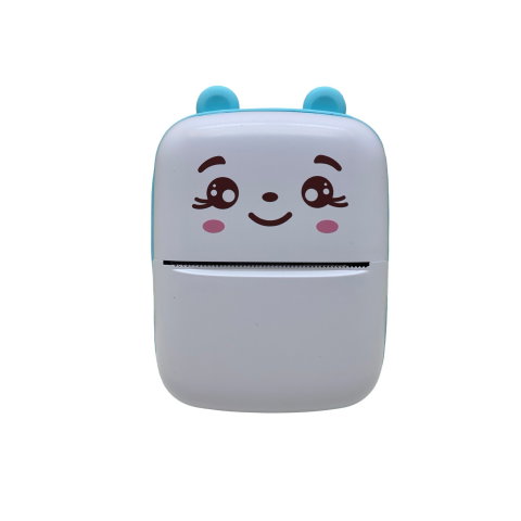 Best deals - Set Mini Imprimanta Foto Portabila, Flippy, Include: 1x Set de Markere, 5x Role de Hartie Termica, 5x Role Hartie Adeziva, Incarcare USB, Bluetooth, Print Alb-Negru, Model Ursulet, Alb/Albastru