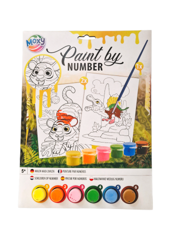 10 - 25 LEI - Set pictura pe numere - Tigru & dinozaur