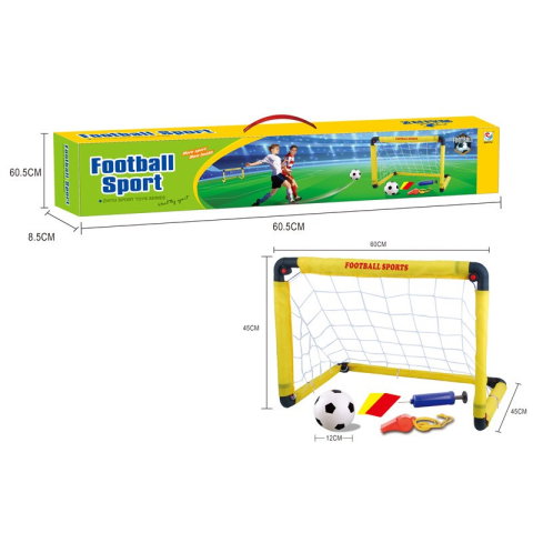 TeoMarket - Set Poarta de Fotbal pentru Copii, Flippy, 45x60 cm, Minge, Cartonase, Pompa, Fluier, Interactiv, Distractiv, Galben