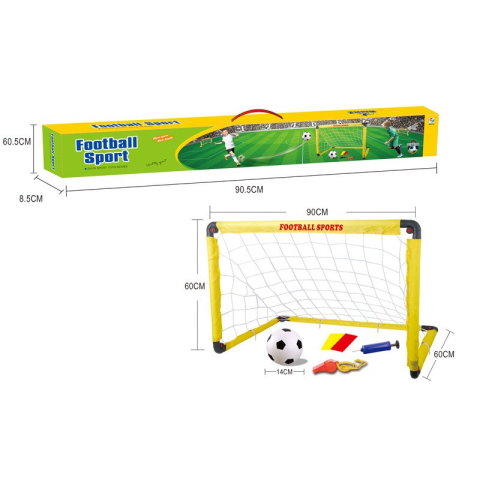 TeoMarket - Set Poarta de Fotbal pentru Copii, Flippy, 60x90 cm, Minge, Cartonase, Pompa, Fluier, Interactiv, Distractiv, Galben