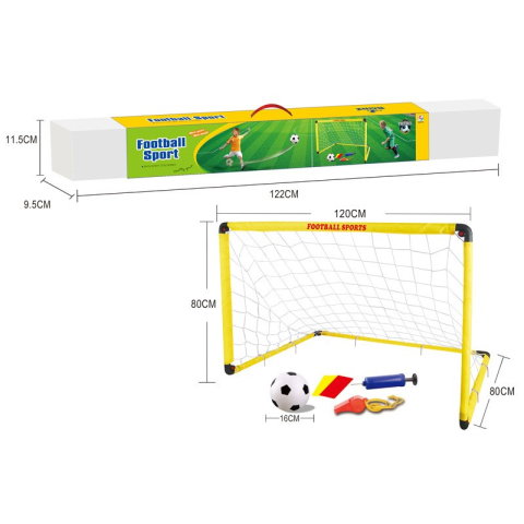 TeoMarket - Set Poarta de Fotbal pentru Copii, Flippy, 80x120 cm, Minge, Cartonase, Pompa, Fluier, Interactiv, Distractiv, Galben