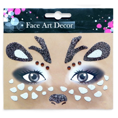 Best deals - Sticker Temporar pentru Fata, Flippy, pentru Machiaj, Face Art, Halloween, Teatru, Model Caprioara, Maro