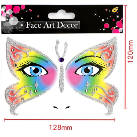 Best deals - Sticker Temporar pentru Fata, Flippy, pentru Machiaj, Face Art, Halloween, Teatru, Model Fluture, Multicolor
