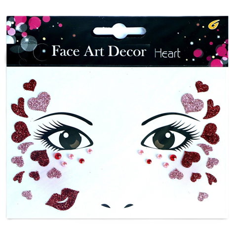 Best deals - Sticker Temporar pentru Fata, Flippy, pentru Machiaj, Face Art, Halloween, Teatru, Tema Ziua Indragostitilor, Model cu Inimioare, Multicolor