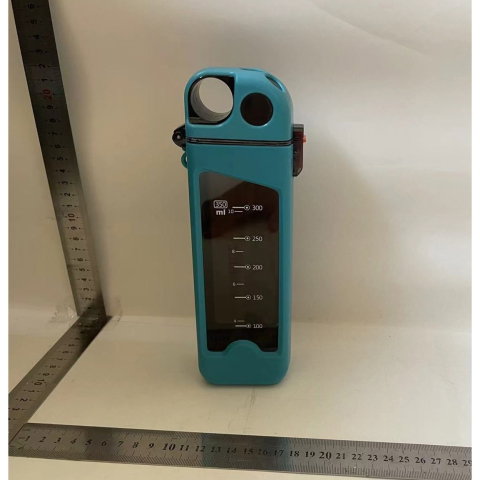 Best deals - Sticla de Apa pentru Sport, Flippy, 350 ml, cu Pai si Capac, 23x7x4.4 cm, Buton de Blocare, din PC, Bleu