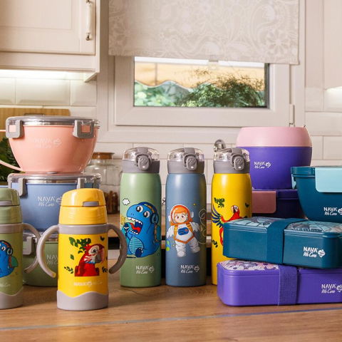 SmartBaby - Sticla termoizolanta Nava We care 500ml galben