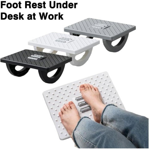 Import - Suport Ergonimic pentru Picioare, Flippy, Plastic, cu Role de Masaj pentru Talpi, pentru Birou, Usor de Transportat, Detasabil, 33.5x24x12 cm, Negru