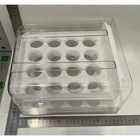 Import - Suport pentru Oua, Flippy, Strat Dublu, Capacitate 32 de Oua, 23.5x21.5 cm, din Plastic, Alb