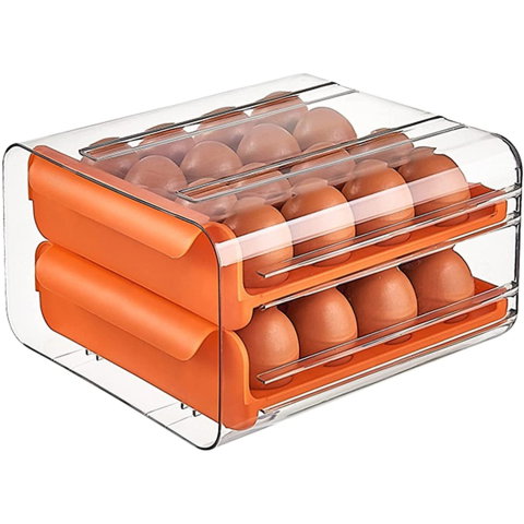 Import - Suport pentru Oua, Flippy, Strat Dublu, Capacitate 32 de Oua, 23.5x21.5 cm, din Plastic, Portocaliu