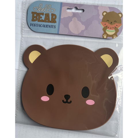 Pentru casa - Suport pentru Pahar, Flippy, Model Urs, din PVC, 15.5 x 15.5 cm, Rezistent la Caldura, Maro