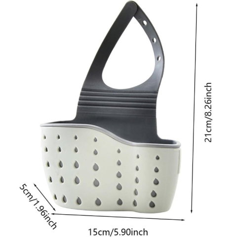 Import - Suport Scurgere pentru Burete si Laveta de Vase Bucatarie, Flippy, Verde, Curea Reglabila, Plastic Flexibil, 15x 5x 21cm