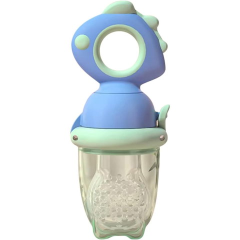 TeoMarket - Suzeta pentru Fructe, Flippy, pentru Bebelusi, din Silicon Alimentar, +4 Luni, 2 mm Grosime Gauri Tetina, 12.4 x 5.1 x 4.7 cm, Albastru