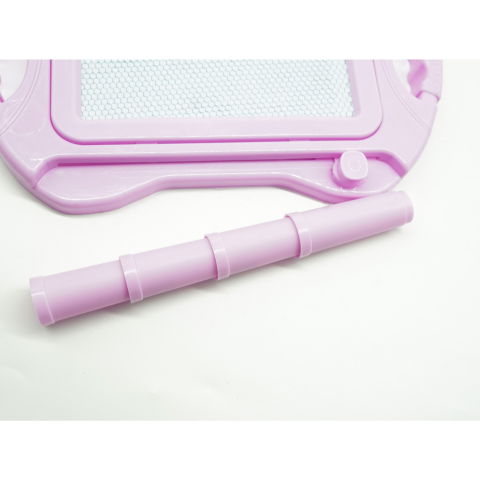 Jucarii Creative - Tabla Magnetica pentru desen Flippy, Pix, forma dreptunghi, dimensiuni 23x17 cm, Dezvolta Creativitatea, cu picioare suport, Roz Pal