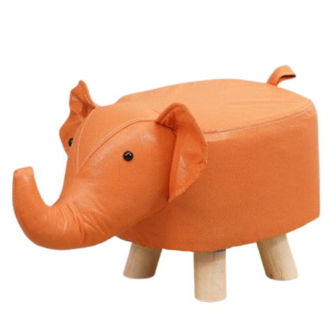 Import - Taburet pentru Copii, Flippy, Scaun Tip Taburet, Model Elefant, din Lemn Masiv, Scaun pentru Copii, 30 x 25 x 25 cm, Portocaliu