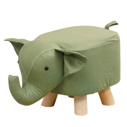 Import - Taburet pentru Copii, Flippy, Scaun Tip Taburet, Model Elefant, din Lemn Masiv, Scaun pentru Copii, 30 x 25 x 25 cm, Verde