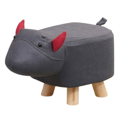 Import - Taburet pentru Copii, Flippy, Scaun Tip Taburet, Model Vacuta, din Lemn Masiv, Scaun pentru Copii, 30 x 25 x 25 cm, Negru