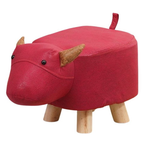 Import - Taburet pentru Copii, Flippy, Scaun Tip Taburet, Model Vacuta, din Lemn Masiv, Scaun pentru Copii, 30 x 25 x 25 cm, Rosu