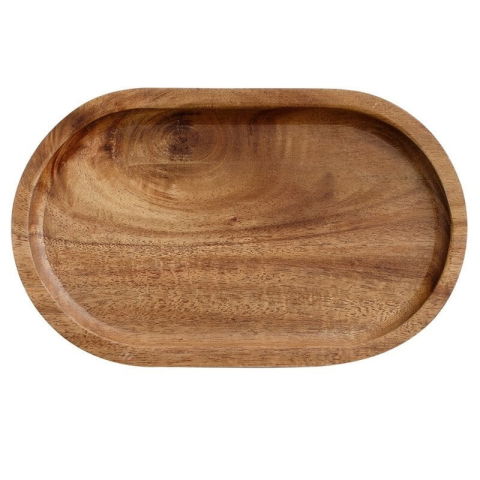 Articole pentru Servit - Tava din Lemn, Flippy, Ovala, pentru Alimente sau Decor, 25 x 15 x 1.5 cm, Natur