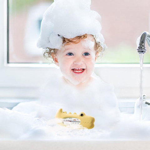 Best deals - Termometru pentru Baie, Flippy, Plutitor, Rezistent la apa, Multifunctional, Model Crocodil, 2.7x6.5x3.7 cm, Galben