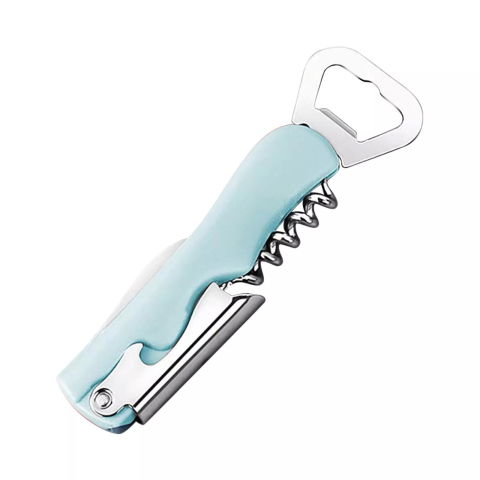 Ustensile pentru Bucătărie - Tirbuson de Sticle 4 in 1, Flippy, Desfacator de Sticle Multifunctional, din Inox cu Maner Anti Alunecare, 13.5 x 4 cm Verde