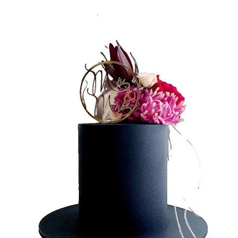 TeoMarket - Topper Tort, Flippy, Model 2 Mr&amp;Mrs, din Plastic, Auriu