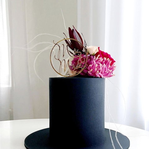 TeoMarket - Topper Tort, Flippy, Model 2 Mr&amp;Mrs, din Plastic, Auriu