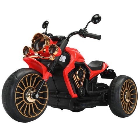 TeoMarket - Tricicleta Electrica pentru Copii, Flippy, cu 2 Acumulatoare 380*2, 6V 4.5, Sistem Anti-Rasturnare, Sistem de Lumini si Sunet, 6-8 Ani, 93 x 48 x 63 cm, Rosu Negru