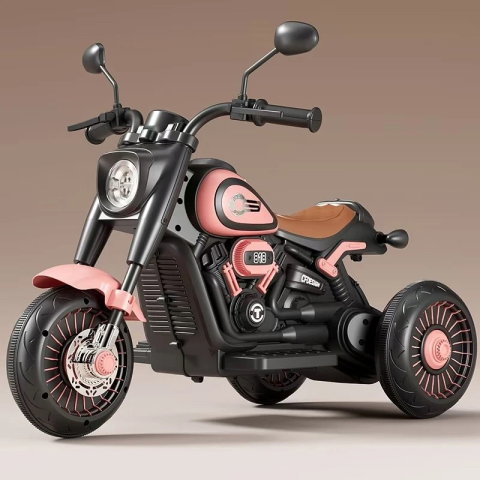 Import - Tricicleta Electrica pentru Copii, Flippy, Tricicleta DUAL-DRIVE 380*2 Baterie 6V 4.5, Bluetooth, Sistem Anti-Rasturnare, Sistem de Lumini si Sunet, 5+ Ani, 80 x 60 x 42 cm, Roz Negru