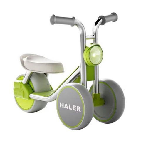 TeoMarket - Tricicleta pentru Copii, Flippy, Exercitiu de Echilibru, pentru 1-6 Ani, Lumina LED, Fara Pedale, din Plastic, Roti 7.8 cm, Greutate Portanta 50 kg, 43 x 58 x 35 cm, Verde