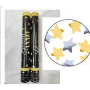 Import - Tub de Confetti, Flippy, Bonne Annee, 60x5 cm, Confetii Stelute din Aluminiu, Auriu/Argintiu