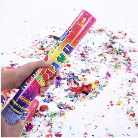 Import - Tub de Confetti, Flippy, Clasic, 80x5 cm, Confetii Asortate din Plastic, Eliberare prin Rasucire, Multicolor