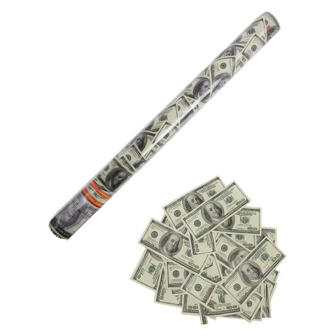 Import - Tub de Confetti, Flippy, Money, 60x5 cm, Confetii Asortate Model Dolari, Eliberare prin Rasucire, Multicolor