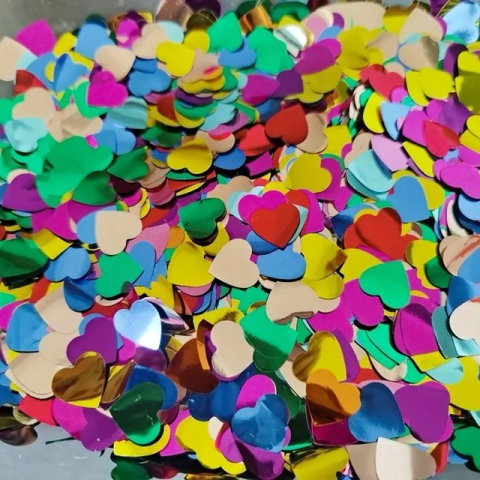 Import - Tub de Confetti, Flippy, Party Popper, 20x5 cm, Confetii Inimioare din Aluminiu, Multicolor