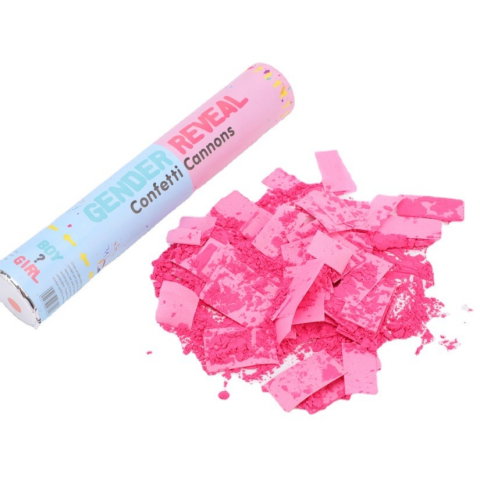 Import - Tun Confetti, Flippy, Model Gender Reveal, Confetti Cannons, 40 cm, Ambalaj din Carton, Eliberare prin Rasucire, Roz