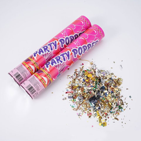Import - Tun Confetti, Flippy, Model Mix din Folie, 40 cm, Ambalaj din Carton, Eliberare prin Rasucire, Multicolor