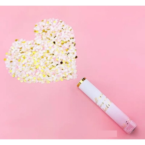 TeoMarket - Tun Confetti Petrecere, Flippy, Lungime 30 cm, Alb/Auriu