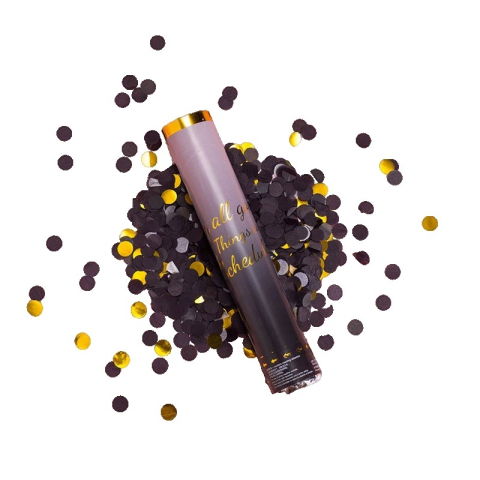 Confetti - Tun Confetti Petrecere, Flippy, Lungime 30 cm, Negru/Auriu