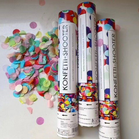 Import - Tun de Confetti, 40 cm. Flippy, Model Konffetti Shooter, Paiete din Hartie, Multicolor