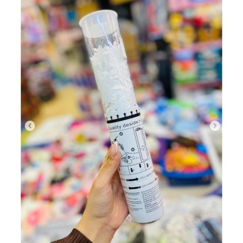 Import - Tun de Confetti, Flippy, 30 cm, Model Fulgi de Zapada din Hartie, Ambalaj din PET, Alb