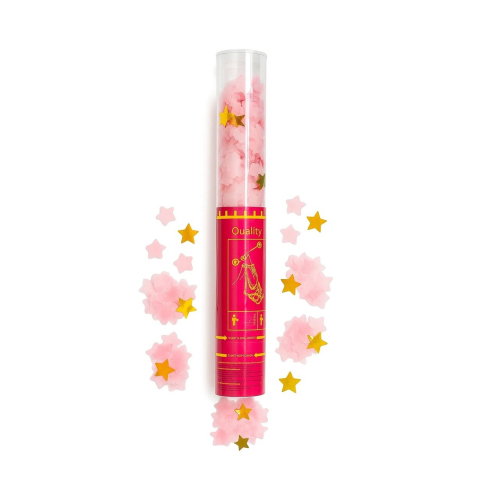 Import - Tun de Confetti, Flippy, 40 cm, Model Stelute din Folie si Hartie, Ambalaj PET, Roz